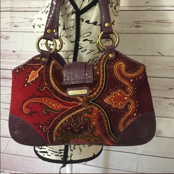 Isabella Fiore Handbags - ISABELLA FIORE Purple Red Velvet Leather purse